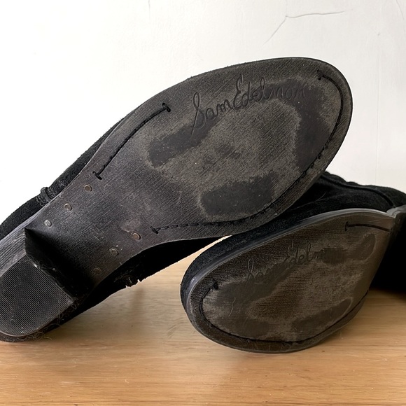 Sam Edelman Distress Black Suede Heeled Booties, Size 8 - Picture 11 of 16